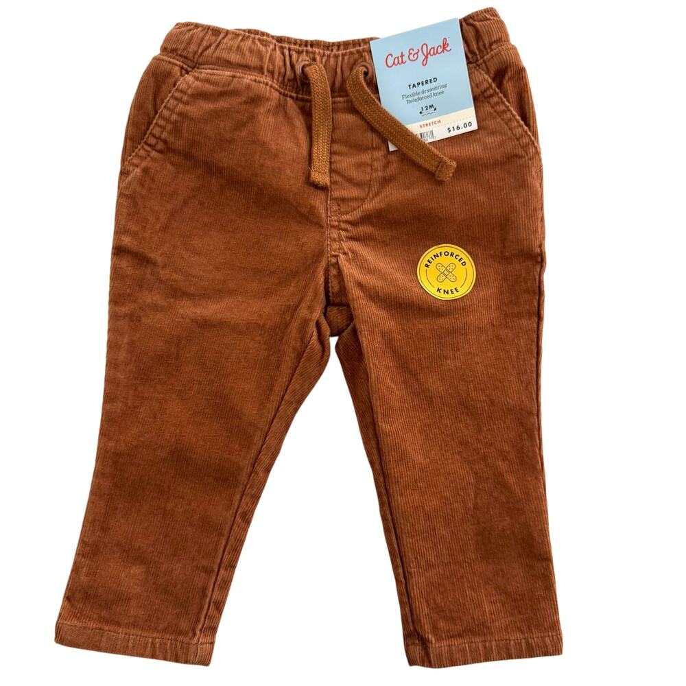 Cat & Jack Brown Corduroy Tapered Pants Size 12 Months New